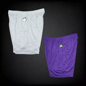 2 Pack Starter Men's Size 3XL Mesh Athletic Basketball Shorts White & Purple NWT